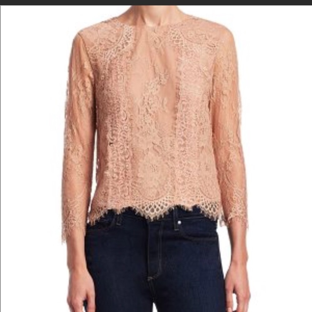 Alice + Olivia Hildie Lace Crew Neck Size M